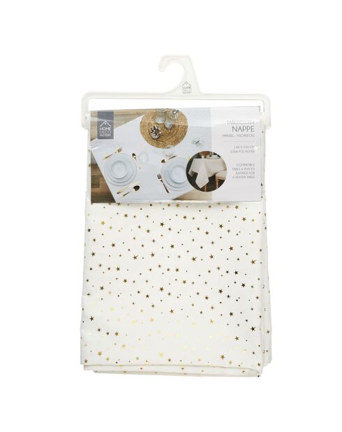 Nappe motif étoile dorée blanc/doré - 250x140 cm