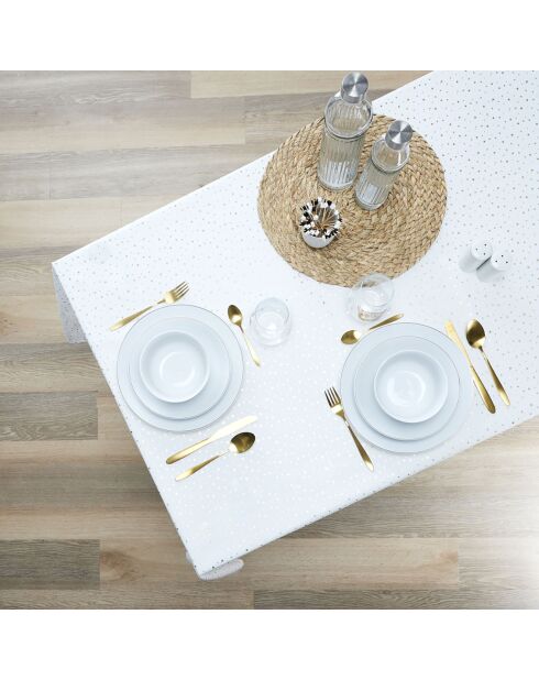 Nappe motif étoile dorée blanc/doré - 250x140 cm