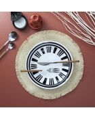 6 Sets de table rond frangé beige - D.38 cm