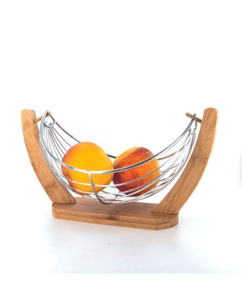 Corbeille à fruits balancelle marron/gris - 31x18.5x16.5 cm