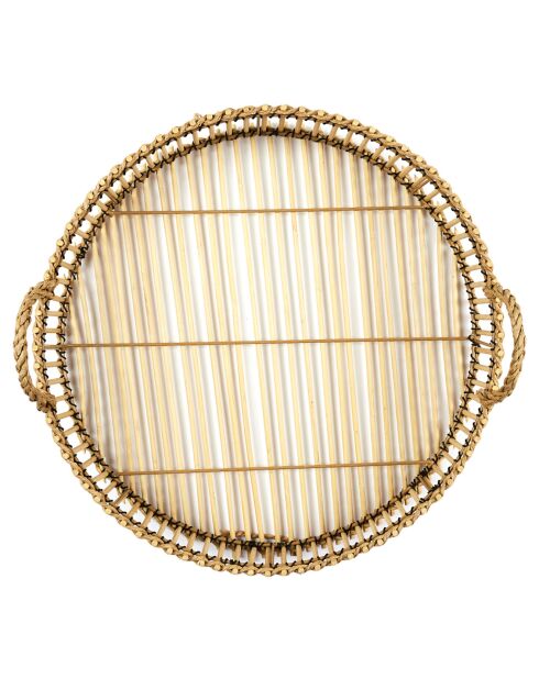 Plateau tressage bambou beige - 40x40 cm