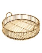 Plateau tressage bambou beige - 40x40 cm