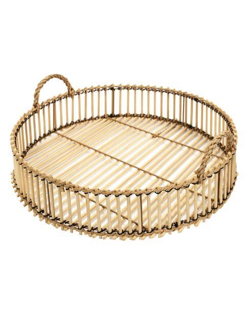 Plateau tressage bambou beige - 40x40 cm