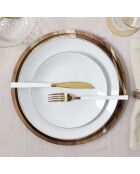 6 Assiettes en Porcelaine Liseré doré blanc/doré - D.20.3 cm
