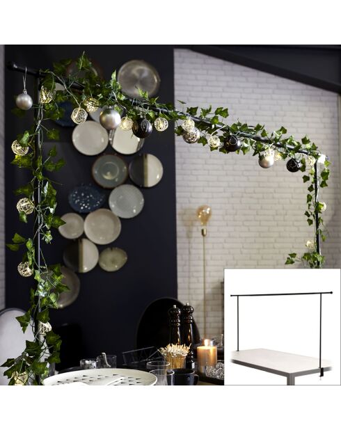 Barre déco de table ajustable noire - 250x90 cm