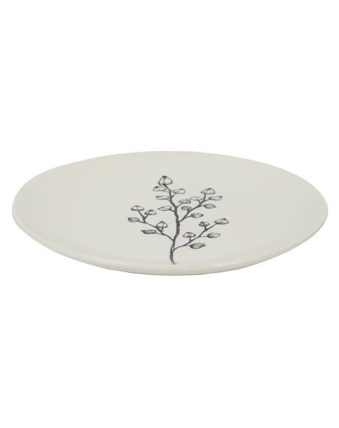 12 Assiettes Cottage en Porcelaine blanc/gris - D.20 cm