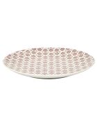 6 Assiettes Cottage en Porcelaine blanc/bordeaux - D.25 cm