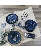 6 Assiettes galet Au Grès du temps bleues - 22x18 cm