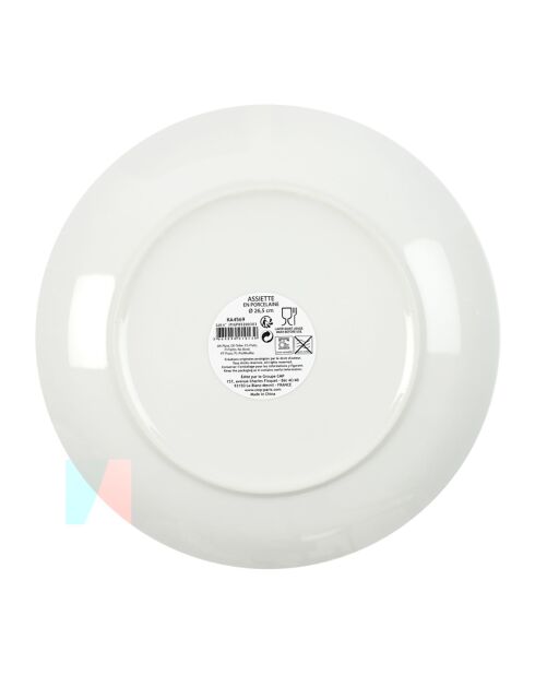 6 Assiettes en Porcelaine Liseré doré blanc/doré - D.27 cm