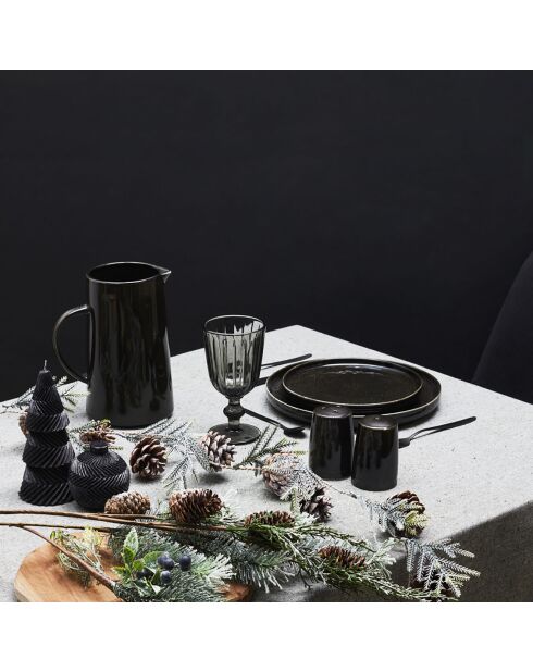 6 Assiettes à dessert noires - D.20.5 cm