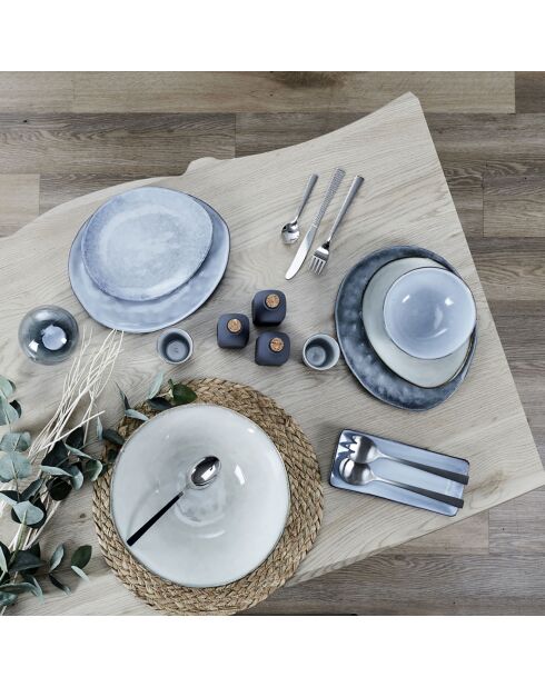 6 Assiettes galet Au Grès du temps grises - D.27.5 cm