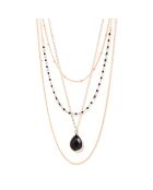 Collier multirangs Vaela Agate en laiton doré