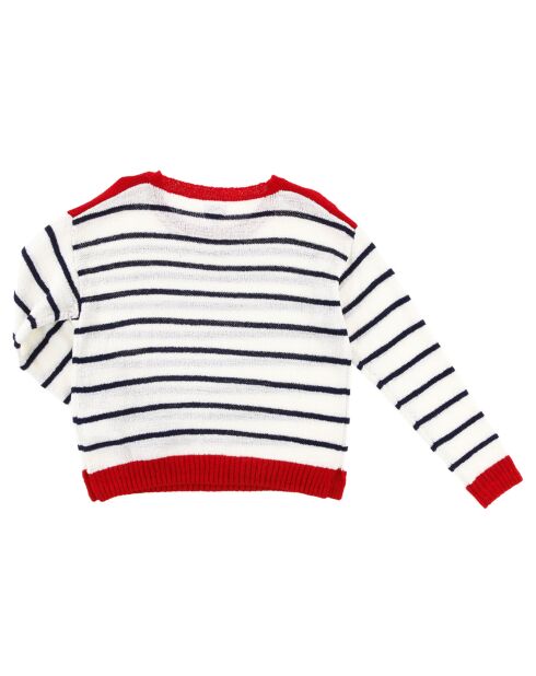 Pull Luna ouvert épaule rayé blanc/bleu/rouge