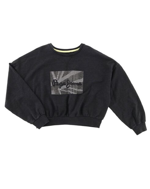 Sweat court Keira à logo clous noir