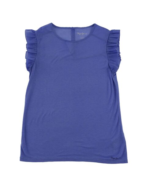T-Shirt Éléonore à volants bleu