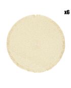 6 Sets de table rond frangé beige - D.38 cm