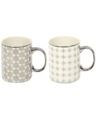 2 Mugs céramique Design Silver argentés - 30 cl