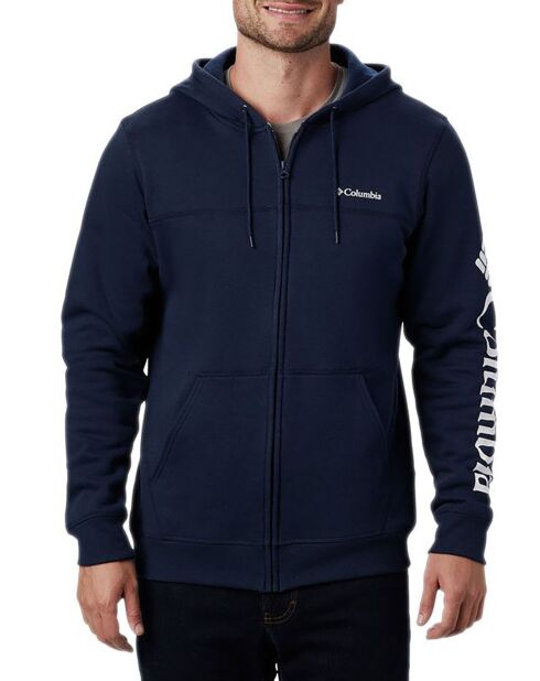 M Columbia Logo Fleece-Kapuzenpullover mit Reißverschluss, marineblau