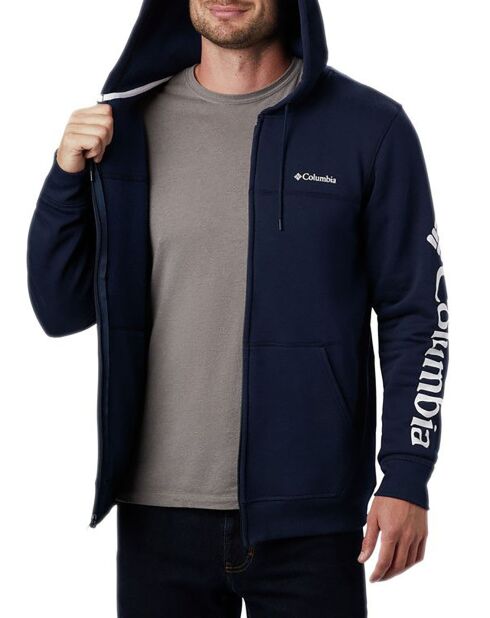Sweat zippé à capuche M Columbia Logo Fleece bleu marine