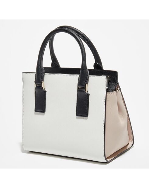 Petit sac bandoulière en Cuir Cameron blanc/beige/noir - 22x19x11,5 cm