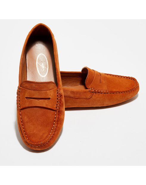 Mocassins en Velours de Cuir Nola  camel