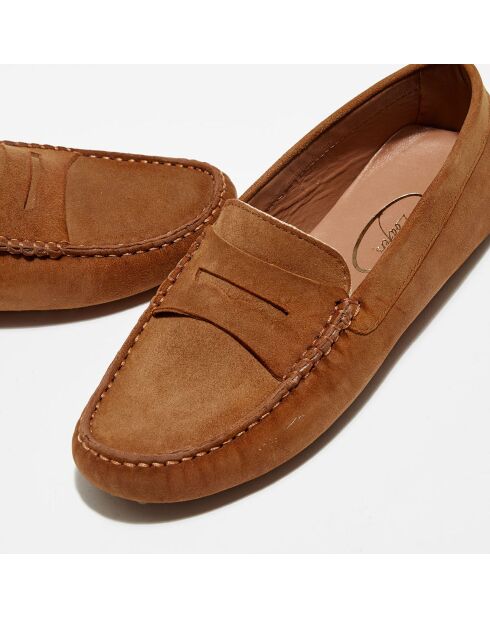 Mocassins en Velours de Cuir Nola  cognac