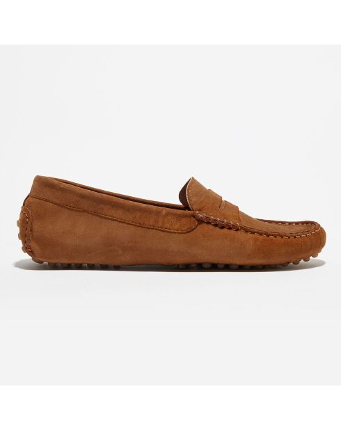 Mocassins en Velours de Cuir Nola  cognac