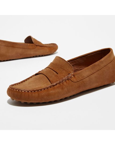 Mocassins en Velours de Cuir Nola  cognac