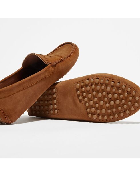 Mocassins en Velours de Cuir Nola  cognac