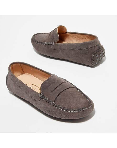 Mocassins en Velours de Cuir Miss Daim  anthracite