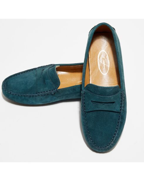 Mocassins en Velours de Cuir Miss Daim  vert foncé