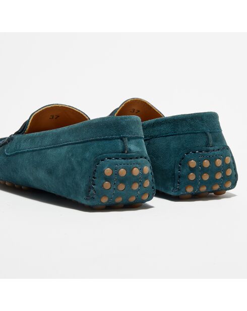 Mocassins en Velours de Cuir Miss Daim  vert foncé