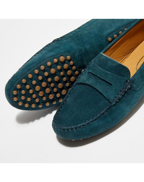 Mocassins en Velours de Cuir Miss Daim  vert foncé