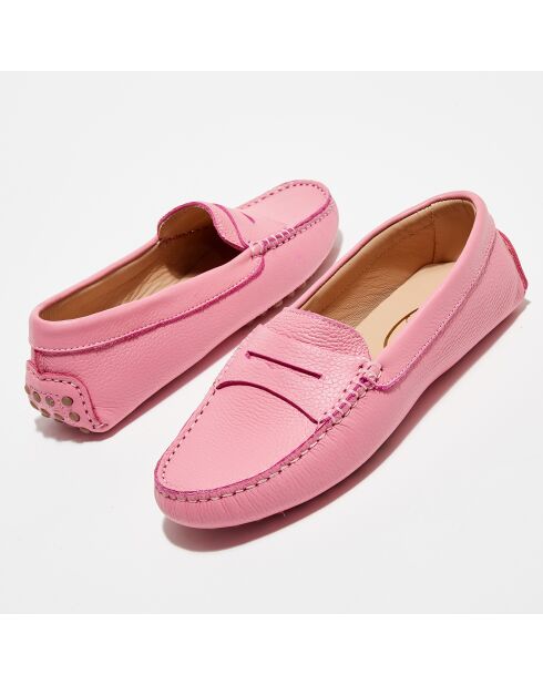 Mocassins en Cuir Grainé Nell  roses