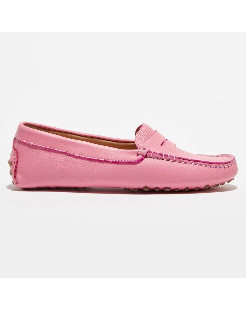 Mocassins en Cuir Grainé Nell  roses
