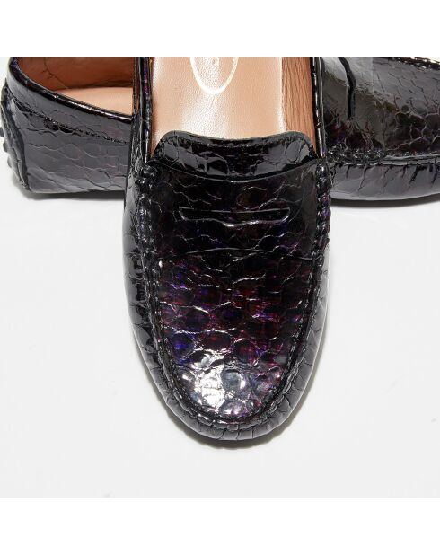 Mocassins en Cuir Miss Croco noir/violet