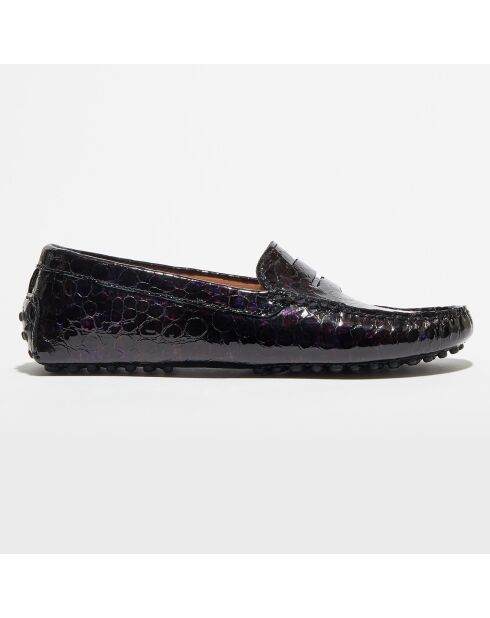 Mocassins en Cuir Miss Croco noir/violet