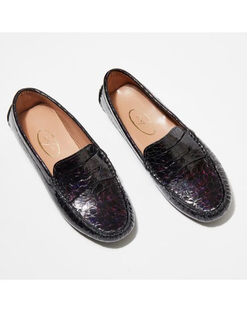 Mocassins en Cuir Miss Croco noir/violet