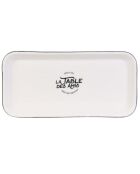 Plat de service blanc/noir - 34x16.7 cm