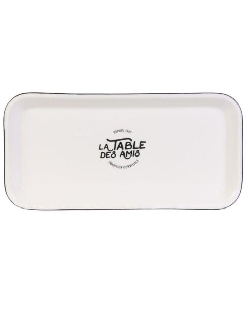 Plat de service blanc/noir - 34x16.7 cm