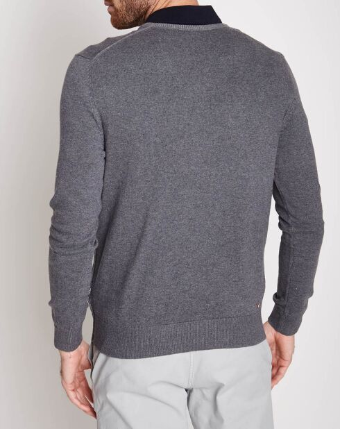 Dakshin grauer Pullover mit V-Ausschnitt