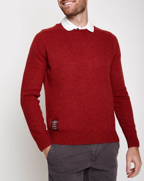 Pull 100% Laine Doongan col rond rouge