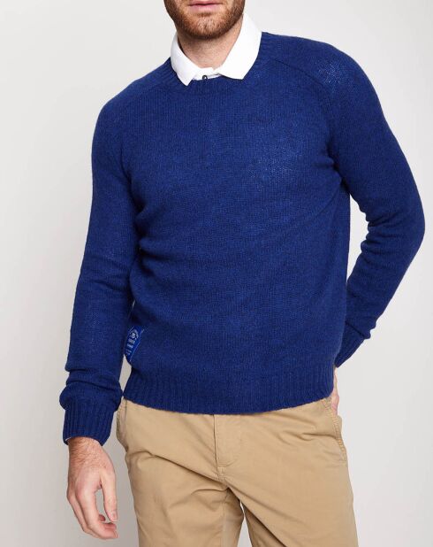 Doongan blauwe trui van 100% wol met ronde hals