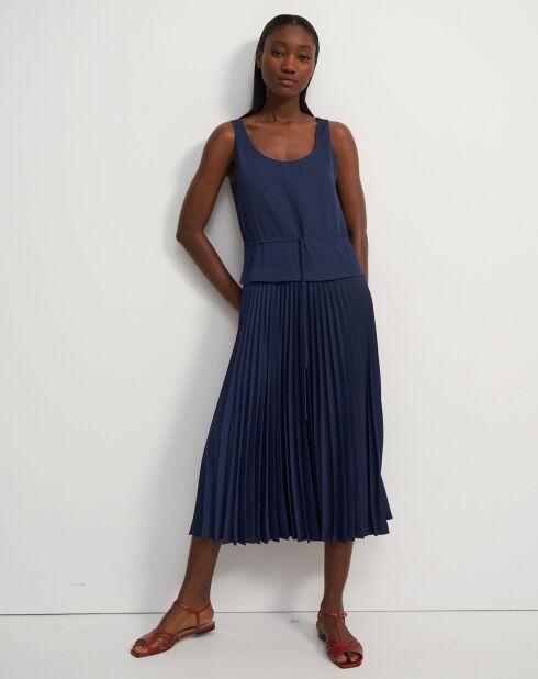 Robe Pleat Dr  bleue