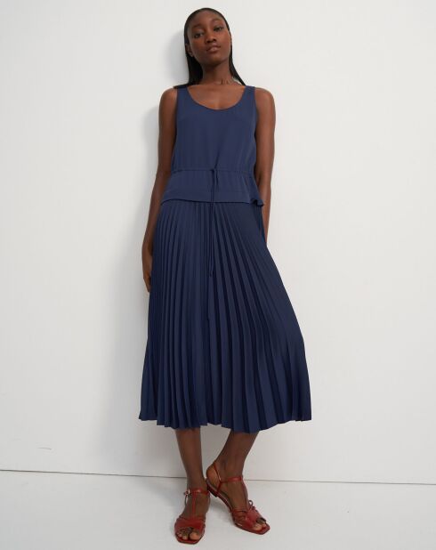 Robe Pleat Dr  bleue