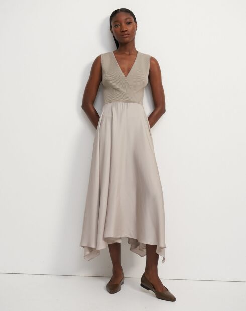 Robe Rib Drape Dr  beige