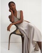 Robe Rib Drape Dr  beige
