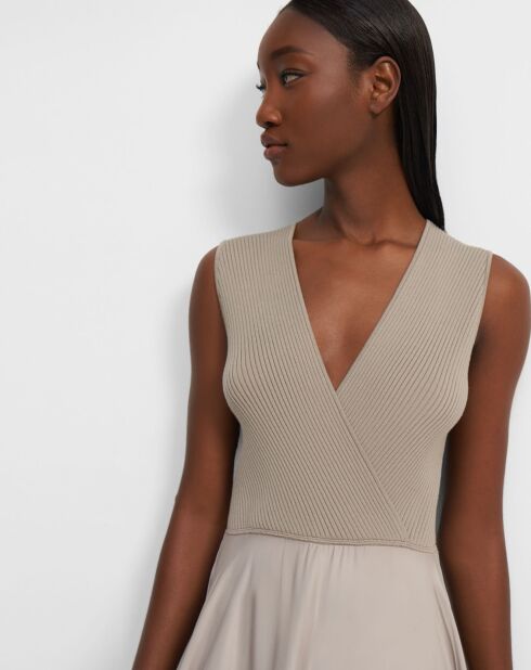 Robe Rib Drape Dr  beige