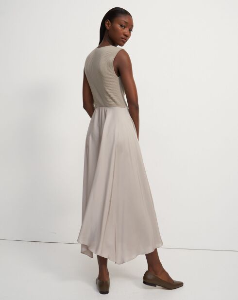 Robe Rib Drape Dr  beige