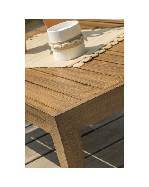 Salón exterior Portofino de 4 plazas en aluminio con efecto madera marrón